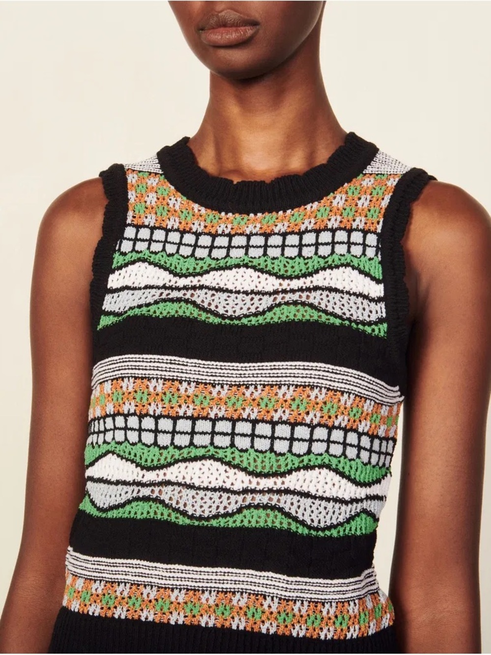 Sandro Fancy Stitch Knitted Top